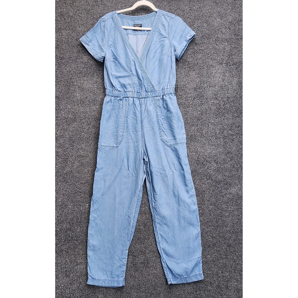 Abercrombie & Fitch Womens Lyocell Chambray Wrap Utility Jumpsuit Medium